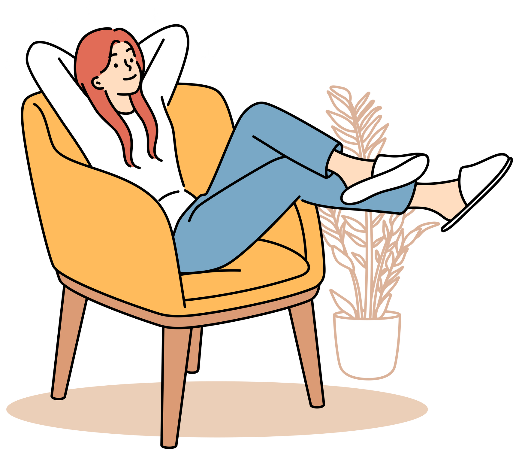 Happy young woman relax in chair